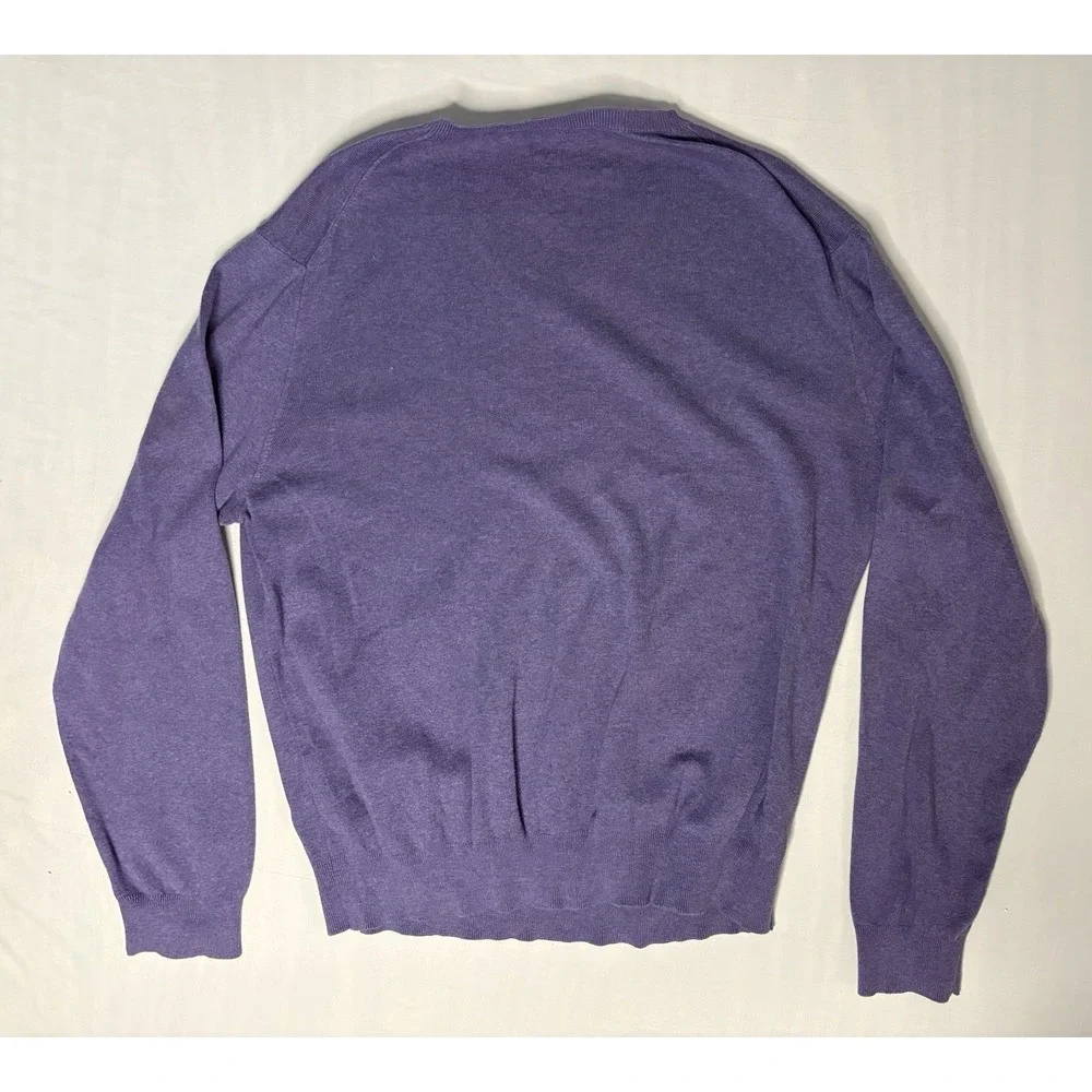 Polo Ralph Lauren V Neck Sweater Men's Size XL Purple Pima Cotton Long Sleeve